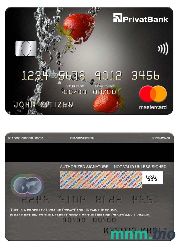 Ukraine PrivatBank przykład karty mastercard w formacie PSD